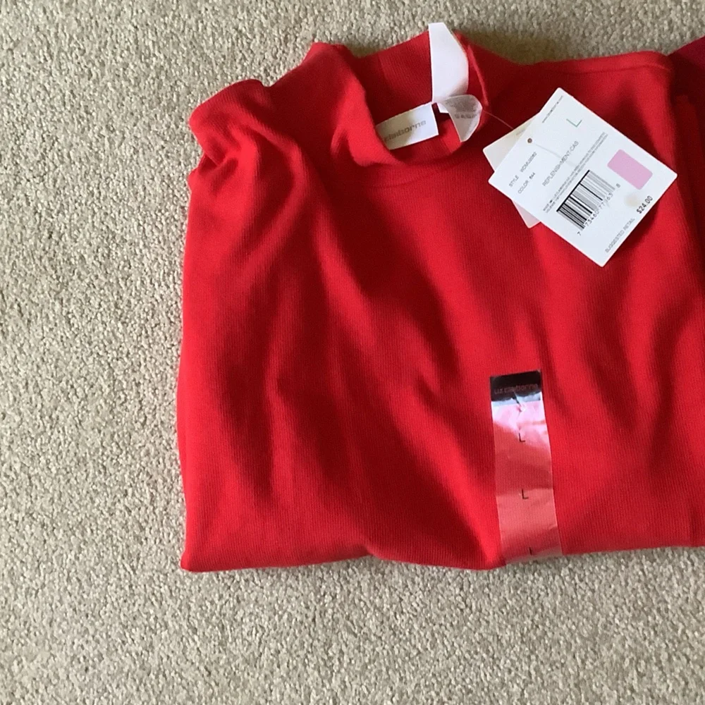 Multiples Red and White Mock Turtlenecks New with Tags - Picture 2 of 4